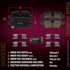 Metrix Premium Chassis Parts Rear Disc Brake Pad Set 94500MC aftermarket car parts