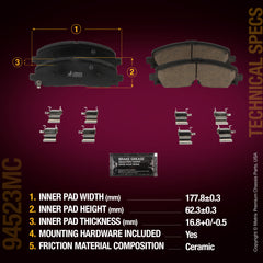 Metrix Premium Chassis Parts Front Disc Brake Pad Set 94523MC OEM fit auto parts