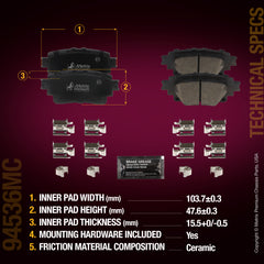 Metrix Premium Chassis Parts Rear Disc Brake Pad Set 94536MC aftermarket car parts