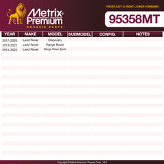 Metrix Premium Front Left & Right Lower Forward Control Arm And Ball Joint Assembly Kit 95358MT OEM fit spare parts