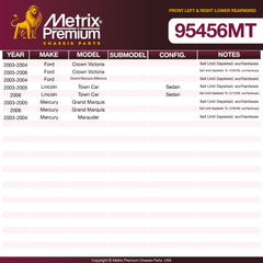 Metrix Premium Front Left & Right Lower Rearward Control Arm Bushing Kit 95456MT OEM fit spare parts