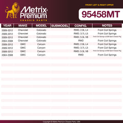 Metrix Premium Chassis Parts Front Left & Right Upper Control Arm and Ball Joint Assembly Kit 95458MT OEM fit auto parts