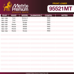 Metrix Premium Front Lower Ball Joint Kit 95521MT OEM fit spare parts