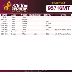 Metrix Premium Front & Rear Brake Kit 95716MT OEM fit spare parts