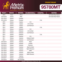 Metrix Premium Front & Rear Brake Pad Kit 95780MT OEM fit spare parts