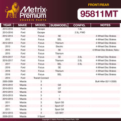 Metrix Premium Front & Rear Brake Pad Kit 95811MT OEM fit spare parts