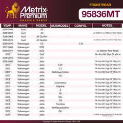 Metrix Premium Front & Rear Brake Pad Kit 95836MT OEM fit spare parts
