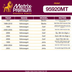 Metrix Premium Front End 6 PC Suspension Kit 95920MT for Volkswagen aftermarket auto parts