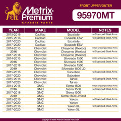 Metrix Premium 4 PC Control Arm and Outer Tie Rod End Kit 95970MT OEM fit