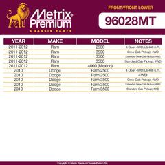 Metrix Premium 4 PC Stabilizer Bar Link and Lower Ball Joint Kit 96028MT OEM fit