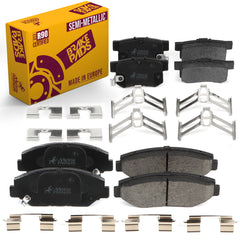 Metrix Premium Chassis Parts - Front & Rear Semi-Metallic Disc Brake Pad Set Fits 2013-2015 Acura ILX, 2003-2007 Honda Accord, 2012-2015 Honda Civic, Made in Europe