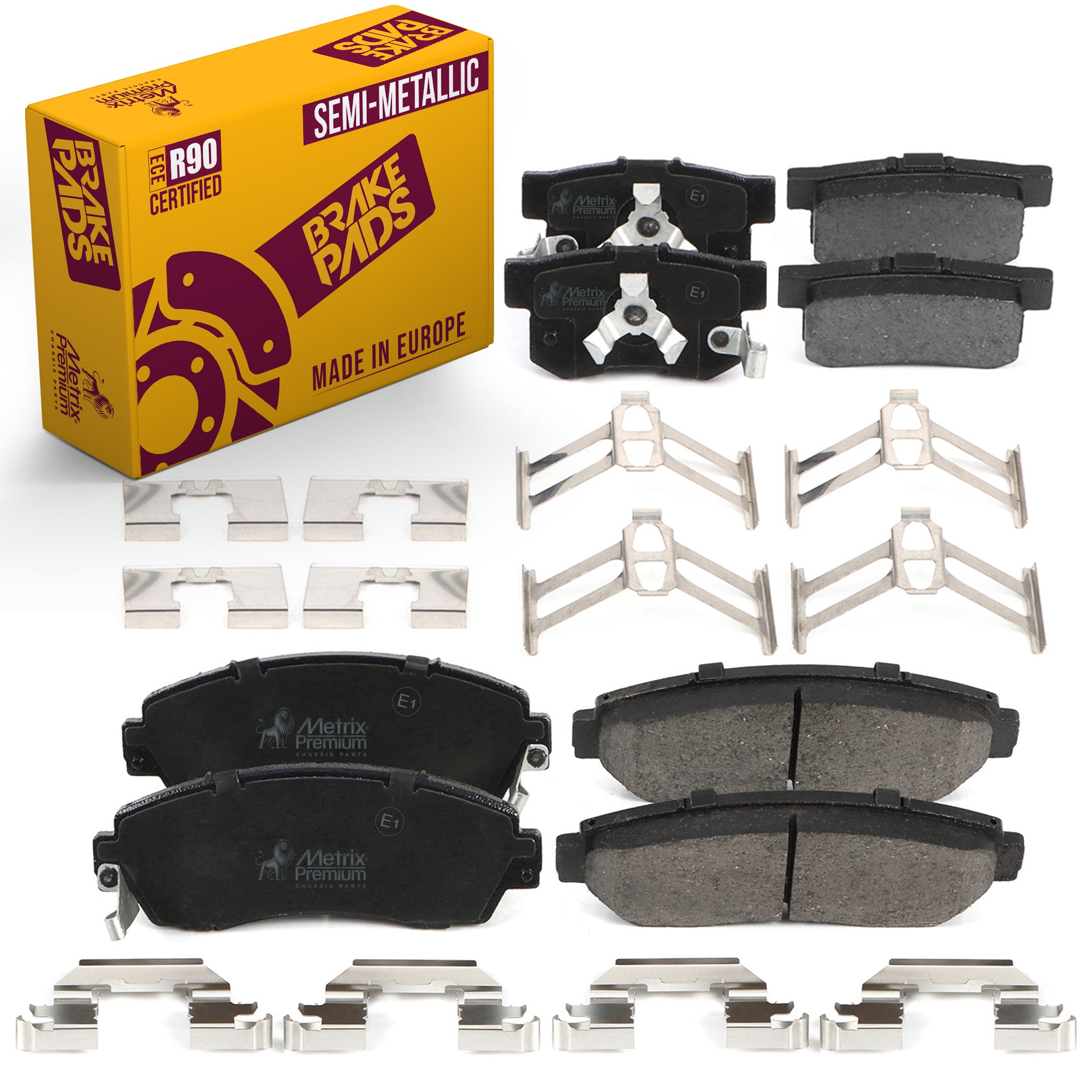 Metrix Premium Chassis Parts - Front & Rear Semi-Metallic Disc Brake Pad Set Fits 2010-2012 Acura RDX, 2010-2011 Honda Accord Crosstour, 2012 Honda Crosstour, 2007-2011 CR-V, Made in Europe