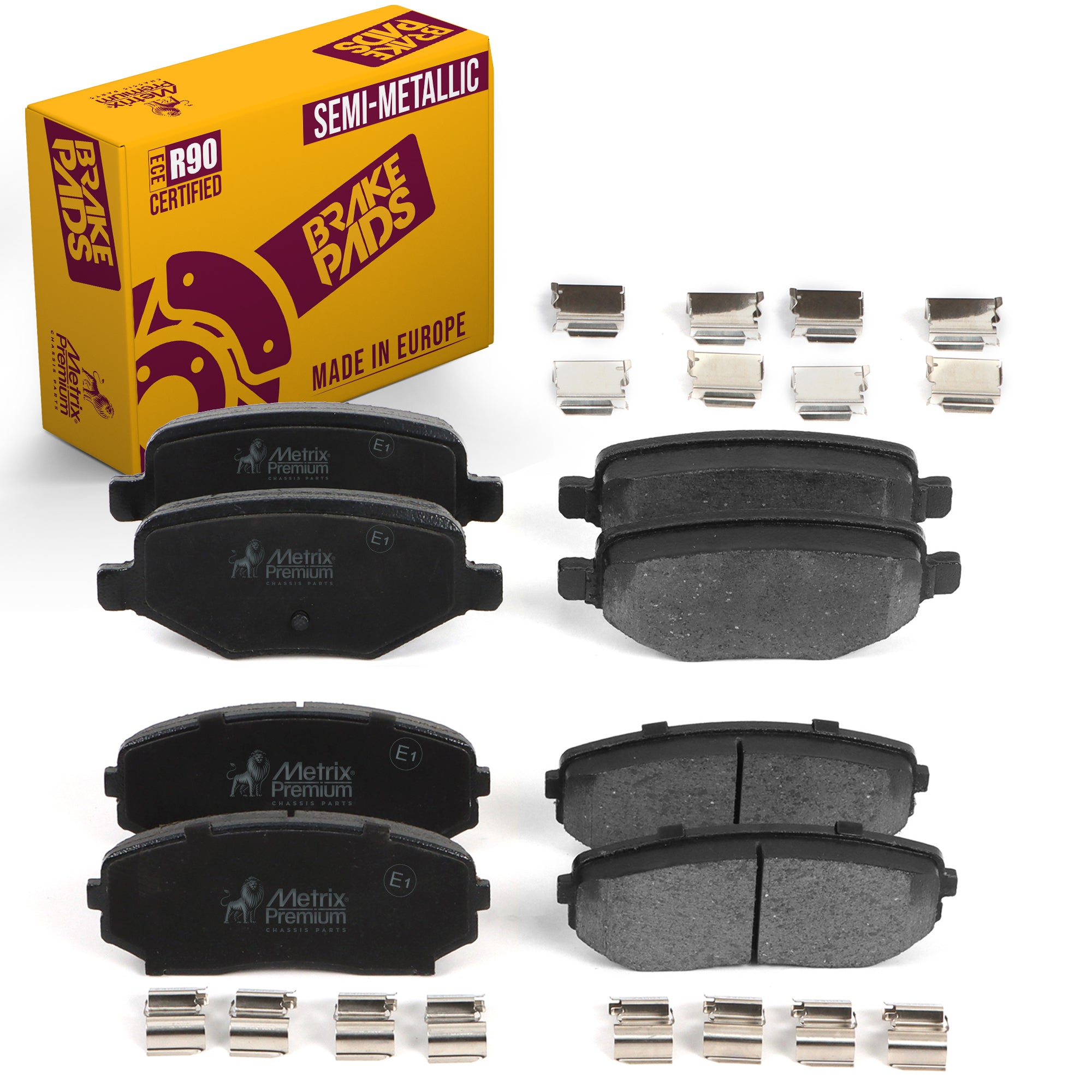 Metrix Premium Chassis Parts - Front & Rear Semi-Metallic Disc Brake Pad Set Fits 2011 Ford Edge, Made in Europe