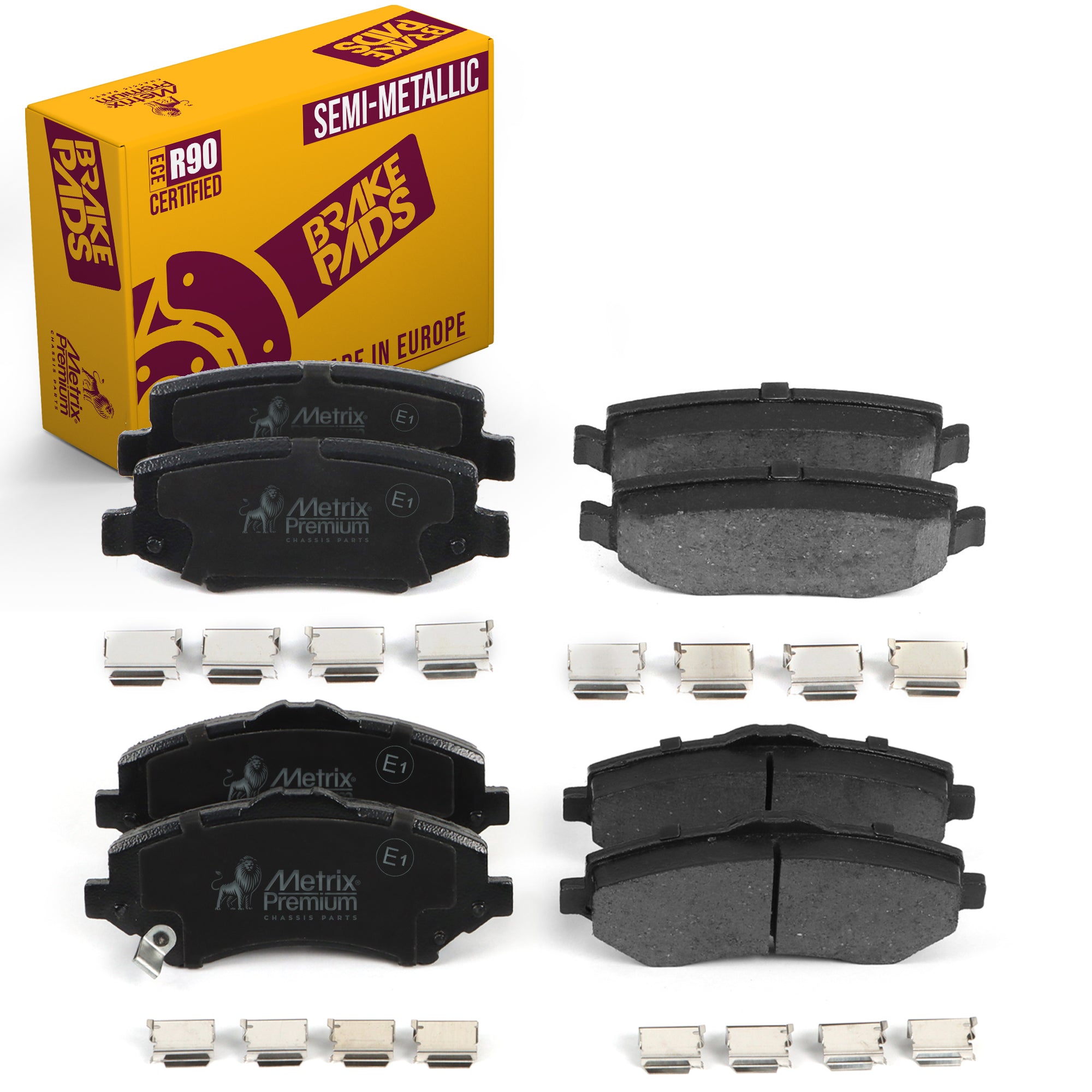 Metrix Premium Chassis Parts - Front & Rear Semi-Metallic Disc Brake Pad Set Fits 2007-2011 Dodge Nitro, 2008-2012 Jeep Liberty, 2007-2017 Jeep Wrangler, 2018 Wrangler JK, Made in Europe