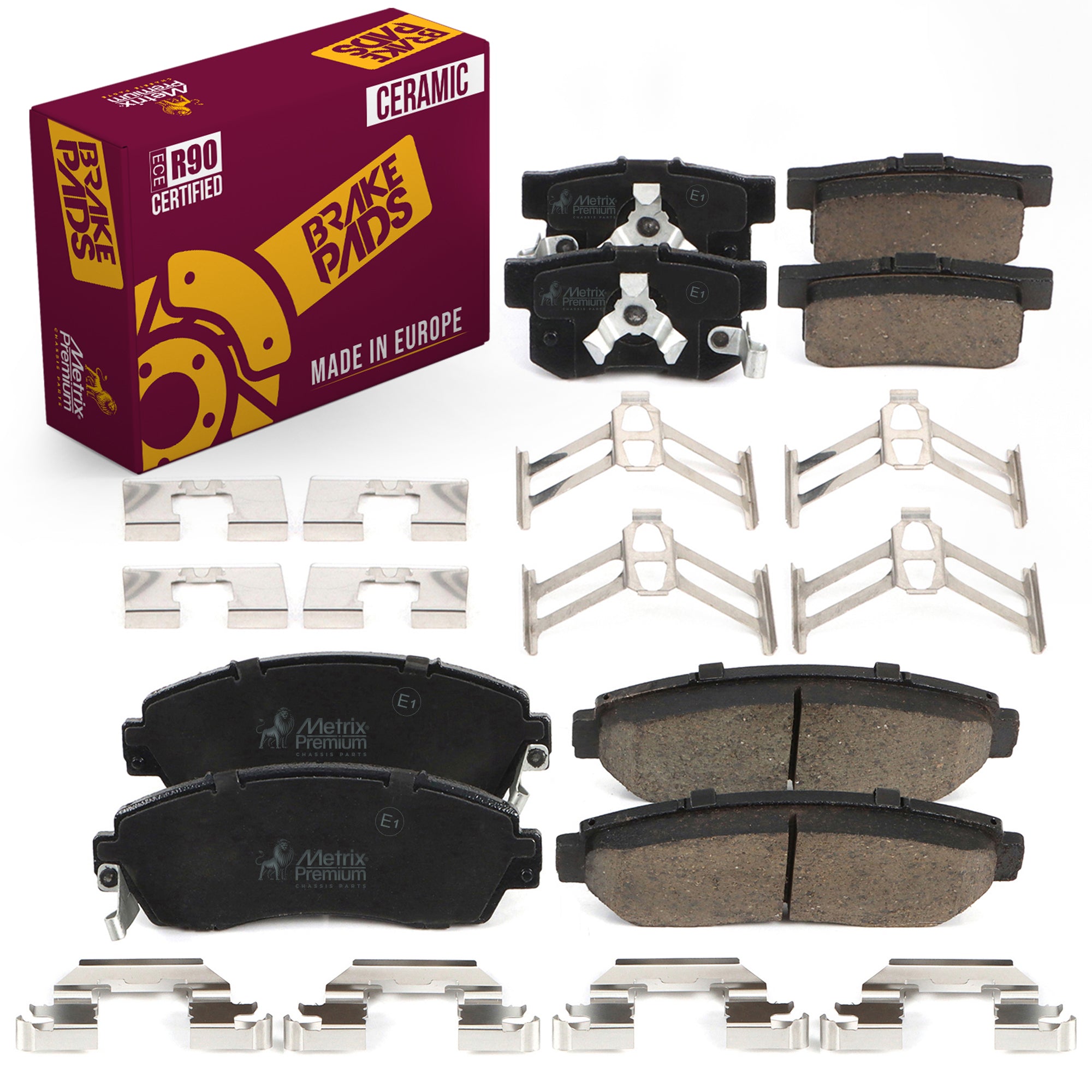 Metrix Premium Chassis Parts - Front & Rear Ceramic Disc Brake Pad Set Fits 2010-2012 Acura RDX, 2010-2011 Honda Accord Crosstour, 2012 Honda Crosstour, 2007-2011 Honda CR-V, Made in Europe