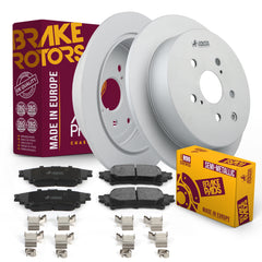 Metrix Premium Chassis Parts - Rear Semi-Metallic Disc Brake Pad Set & Solid Brake Rotor Kit Fits 2010-2015 Lexus RX350, 2010-2015 RX450h, 2014-2019 Toyota Highlander, 2011-2020 Sienna, Made in Europe