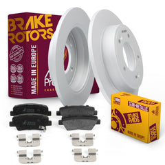 Metrix Premium Chassis Parts - Rear Semi-Metallic Disc Brake Pad Set & Solid Brake Rotor Kit Fits Hyundai Elantra, Elantra Coupe, Elantra GT, Veloster, Kia Forte, Soul, Forte5, Made in Europe