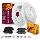 Metrix Premium Chassis Parts - Rear Semi-Metallic Disc Brake Pad Set & Solid Brake Rotor Kit Fits 2001-2006 Acura MDX, 2003-2008 Honda Pilot, Made in Europe
