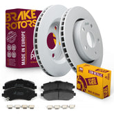 Metrix Premium Chassis Parts - Front Semi-Metallic Disc Brake Pad Set & Vented Brake Rotor Kit Fits 2007-2017 Jeep Wrangler, 2018 Jeep Wrangler JK, Made in Europe