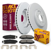 Metrix Premium Chassis Parts - Front Semi-Metallic Disc Brake Pad Set & Vented Brake Rotor Kit Fits 2003-2007 Honda Accord, Made in Europe