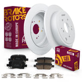 Metrix Premium Chassis Parts - Rear Ceramic Disc Brake Pad Set & Solid Brake Rotor Kit Fits 2001-2006 Acura MDX, 2003-2008 Honda Pilot, Made in Europe