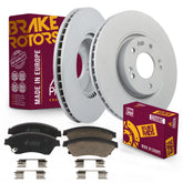 Metrix Premium Chassis Parts - Front Ceramic Disc Brake Pad Set & Vented Brake Rotor Kit Fits 2011-2015 Hyundai Sonata, 2011-2016 Kia Optima, Made in Europe
