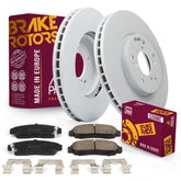 Metrix Premium Chassis Parts - Front Ceramic Disc Brake Pad Set & Vented Brake Rotor Kit Fits 2003-2007 Honda Accord, Made in Europe