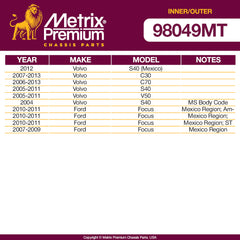 Metrix Premium 4 PC Inner Tie Rod End and Outer Tie Rod End Kit 98049MT OEM fit auto parts fitment compability
