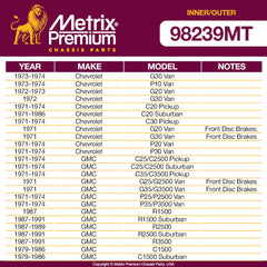 Metrix Premium 4 PC Inner Tie Rod End and Outer Tie Rod End Kit 98239MT OEM fit auto parts fitment compatible