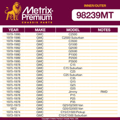 Metrix Premium 4 PC Inner Tie Rod End and Outer Tie Rod End Kit 98239MT OEM fit car parts fitment compability