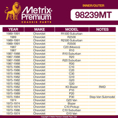 Metrix Premium 4 PC Inner Tie Rod End and Outer Tie Rod End Kit 98239MT OEM fit auto parts fitment compability