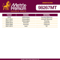 Metrix Premium 4 PC Inner Tie Rod End and Outer Tie Rod End Kit 98267MT OEM fit auto parts fitment compability