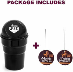 Cup Holder Garbage Can for Car, Home & Office, + Set of 2 Hanging Air Freshener - Metrix Premium Chassis Parts