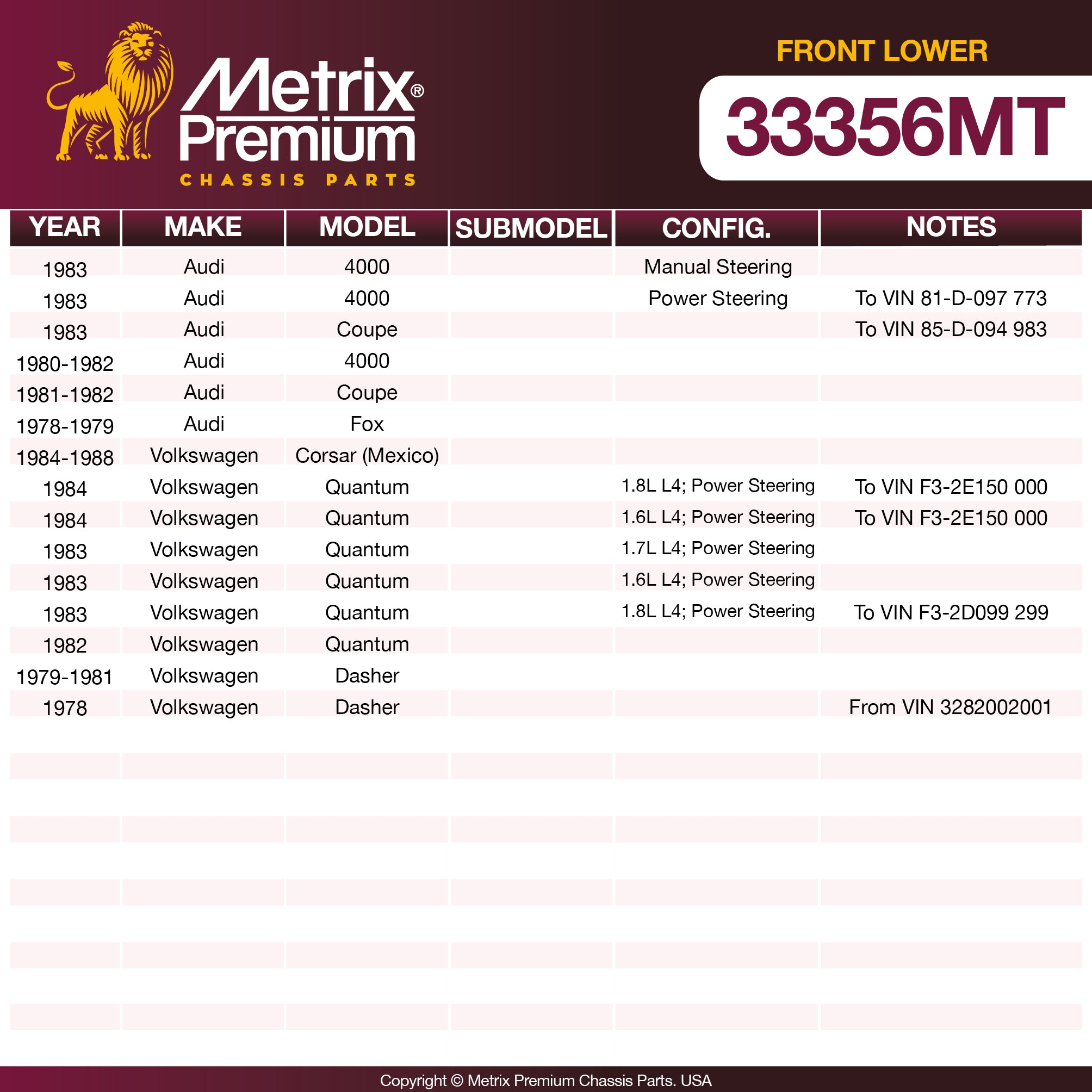 Metrix Premium Chassis Parts Front Lower Ball Joint 33356MT OEM fit auto parts