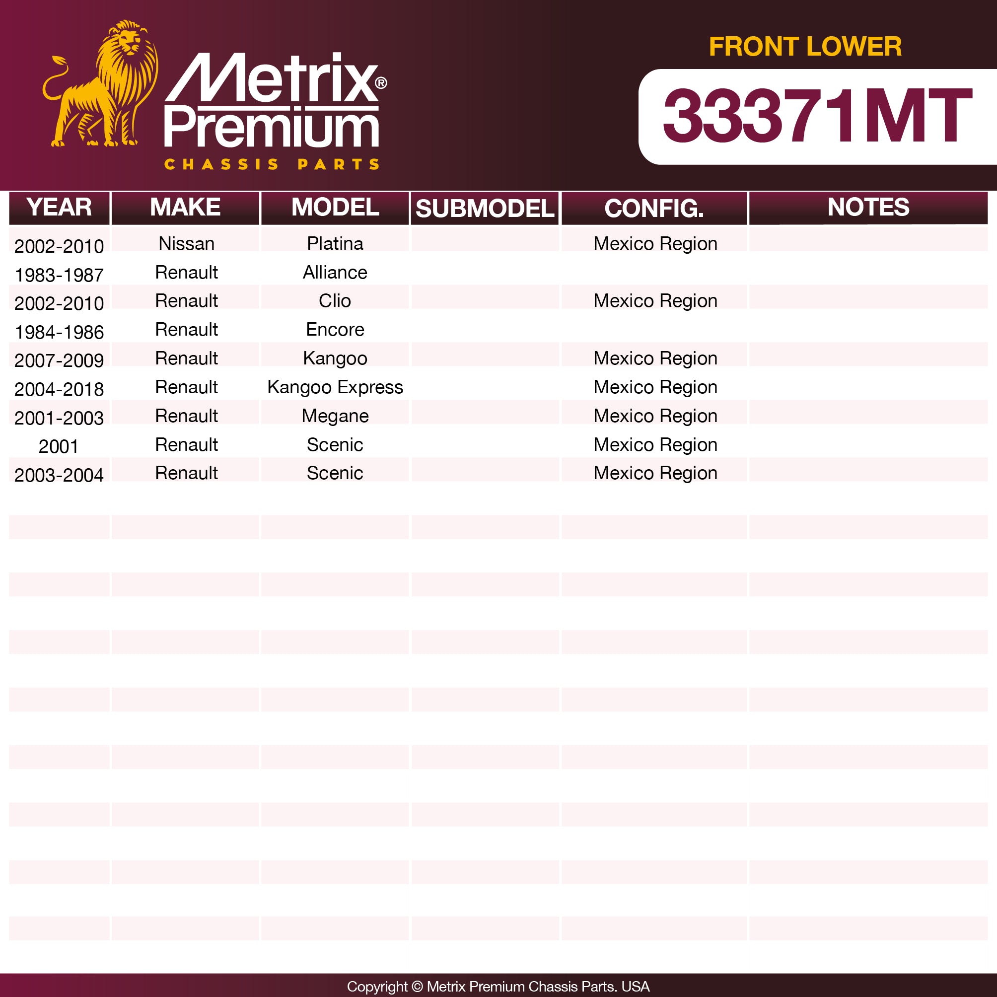 Metrix Premium Chassis Parts Front Lower Ball Joint 33371MT aftermarket car parts