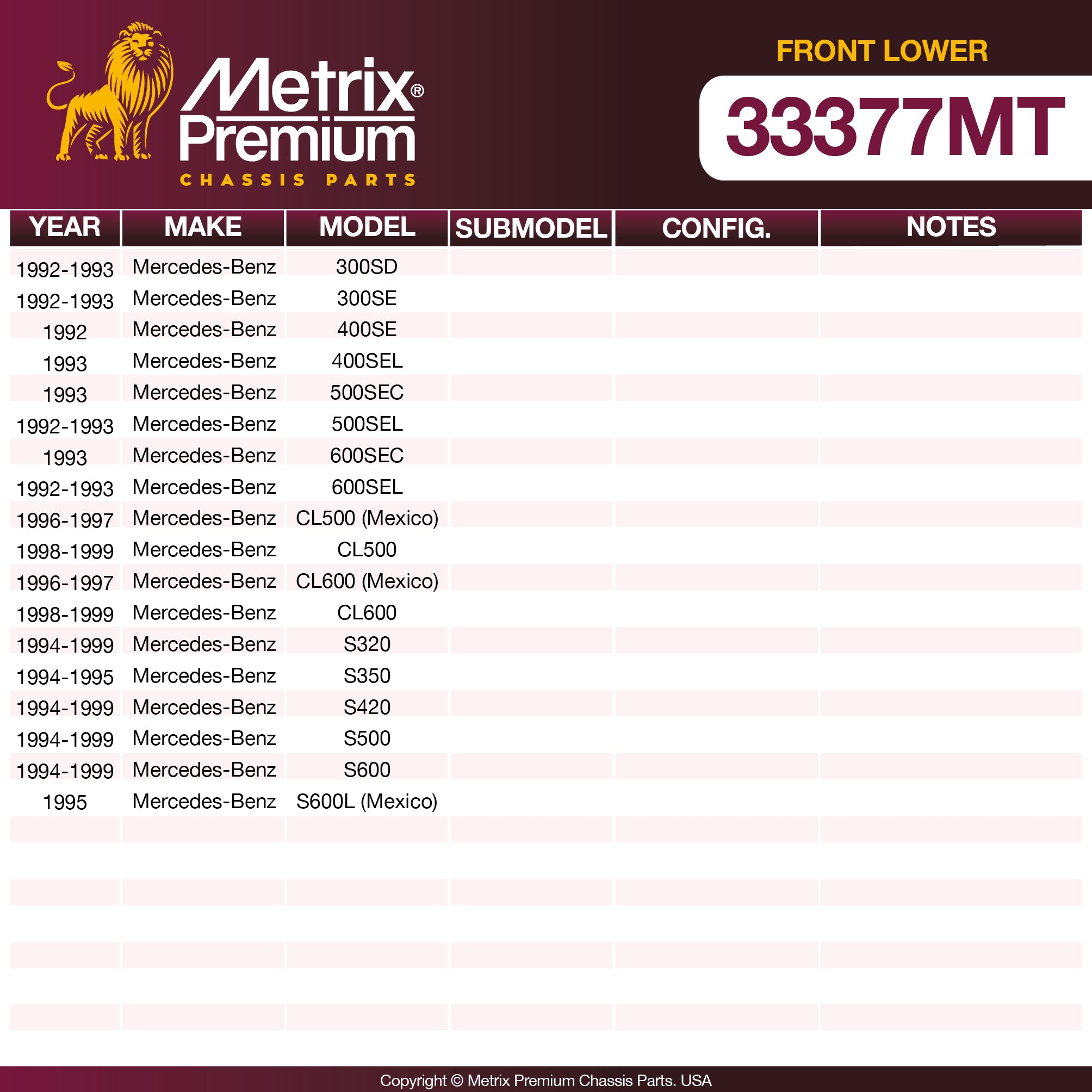 Metrix Premium Front Lower Ball Joint 33377MT OEM fit spare parts
