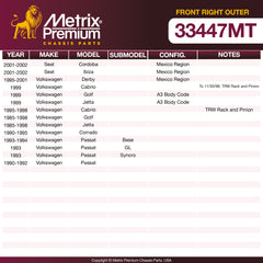Metrix Premium Chassis Parts Front Right Outer Tie Rod End 33447MT aftermarket car parts