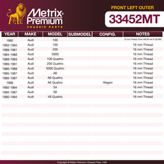 Metrix Premium Front Left Outer Tie Rod End 33452MT OEM fit spare parts