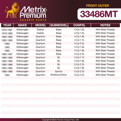 Metrix Premium Front Outer Tie Rod End 33486MT aftermarket car parts