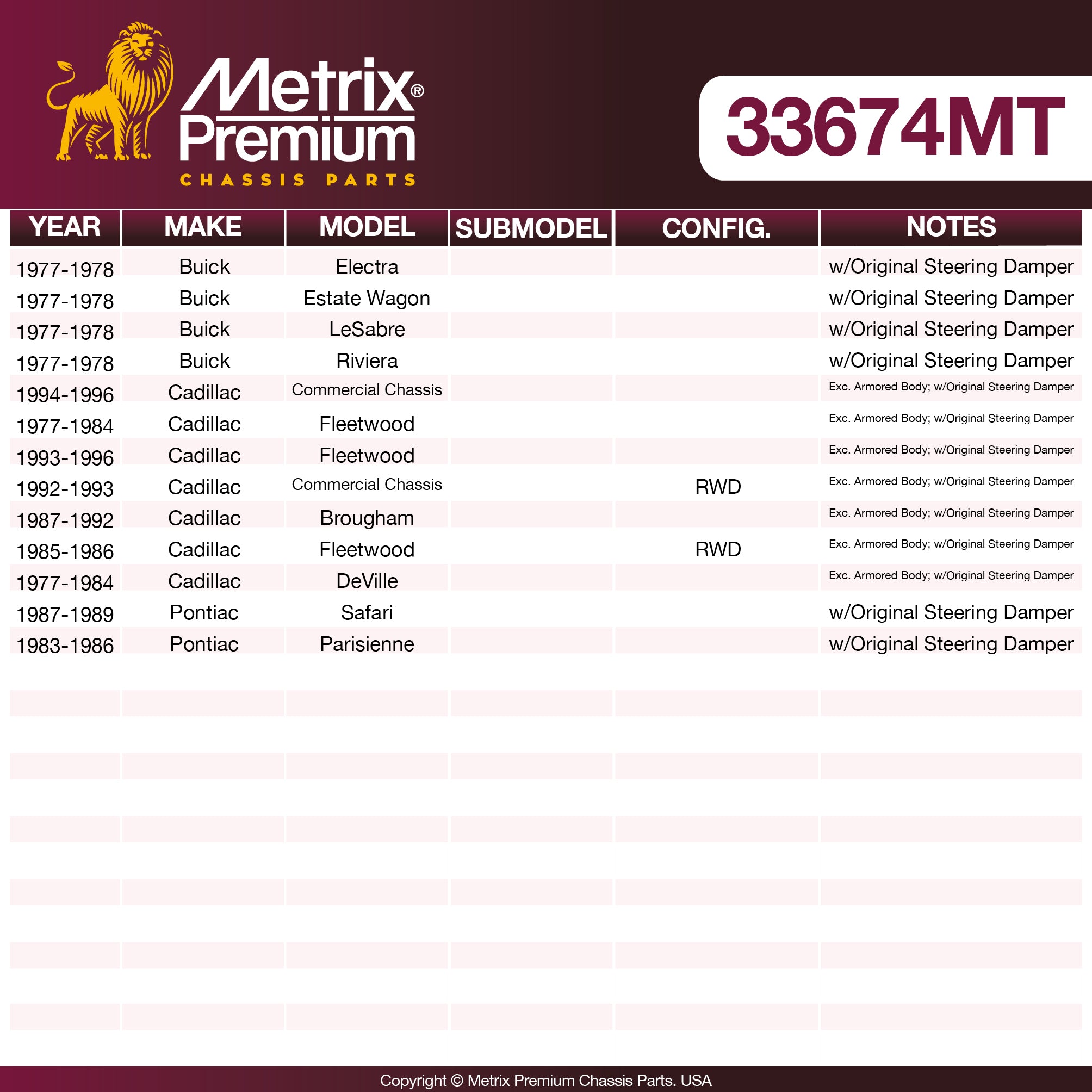 Metrix Premium Chassis Parts Center Link 33674MT OEM fit auto parts