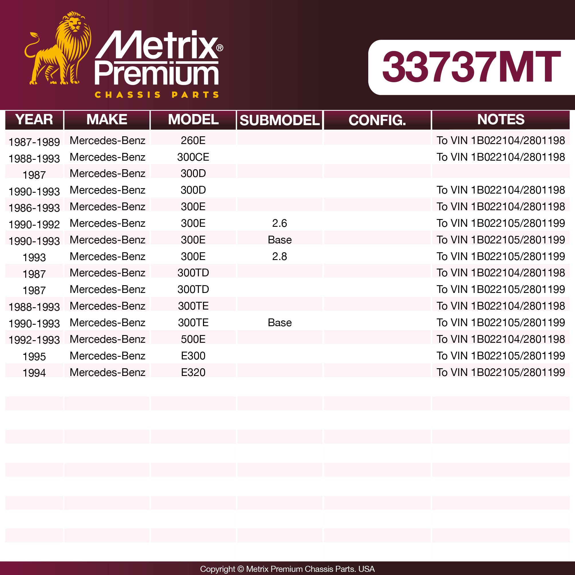 Metrix Premium Chassis Parts Center Link 33737MT aftermarket car parts