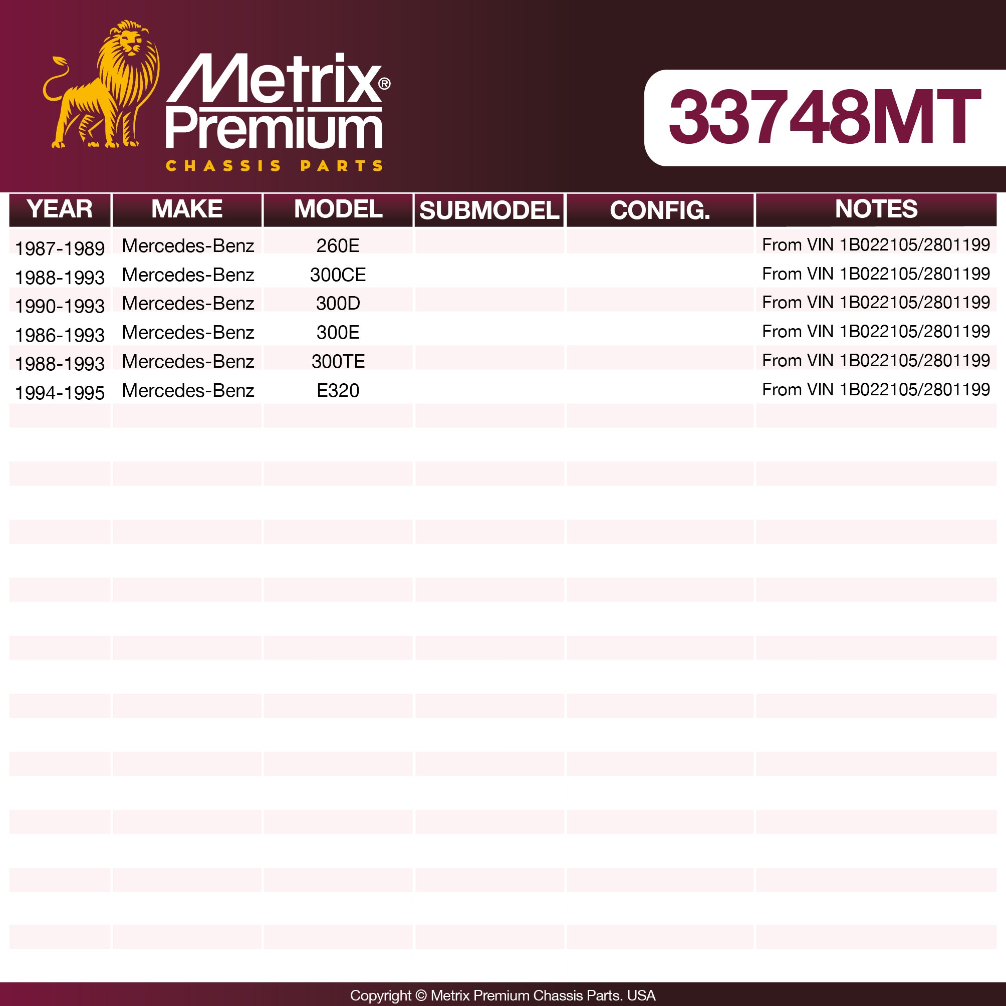 Metrix Premium Chassis Parts Center Link 33748MT aftermarket car parts