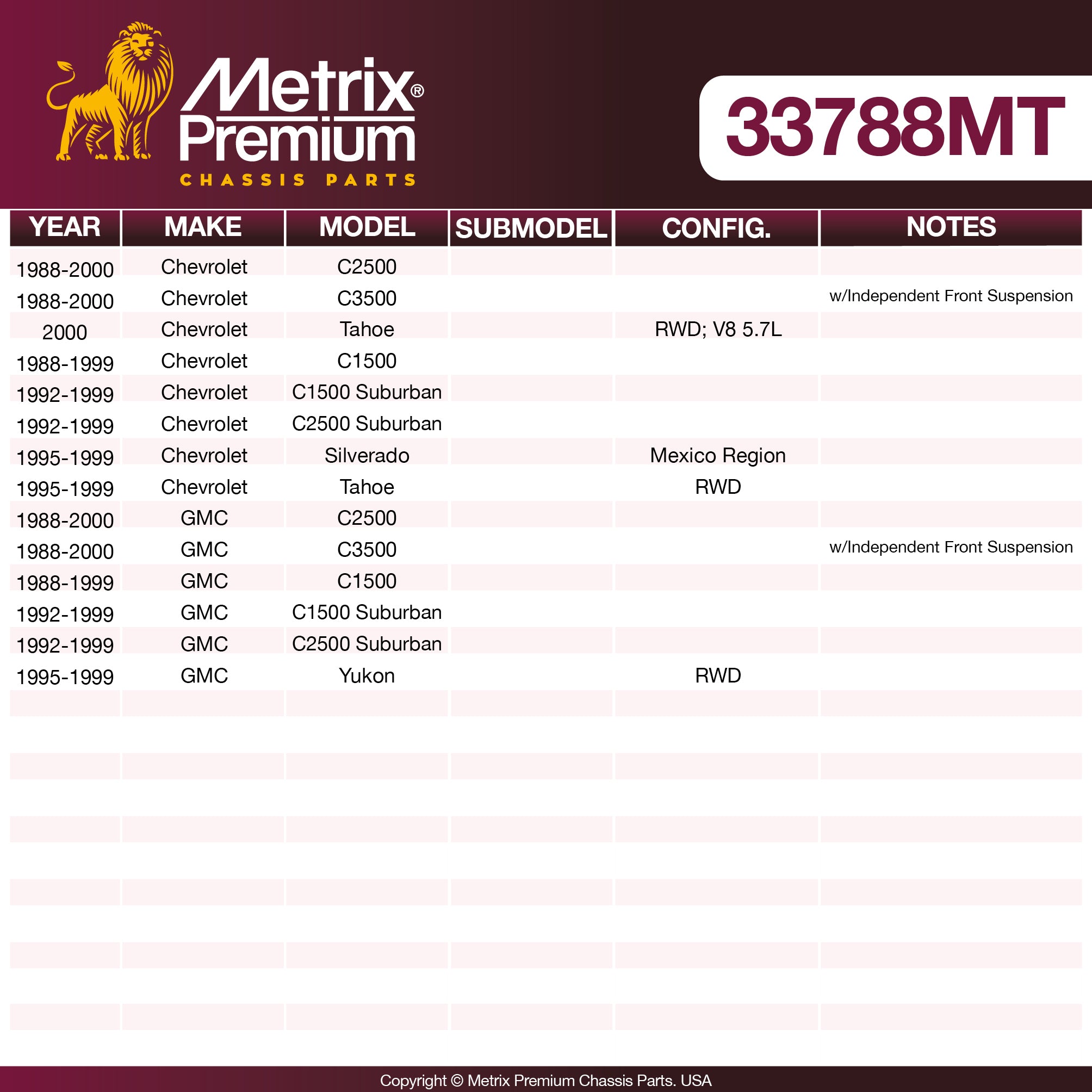 Metrix Premium Chassis Parts Center Link 33788MT aftermarket car parts
