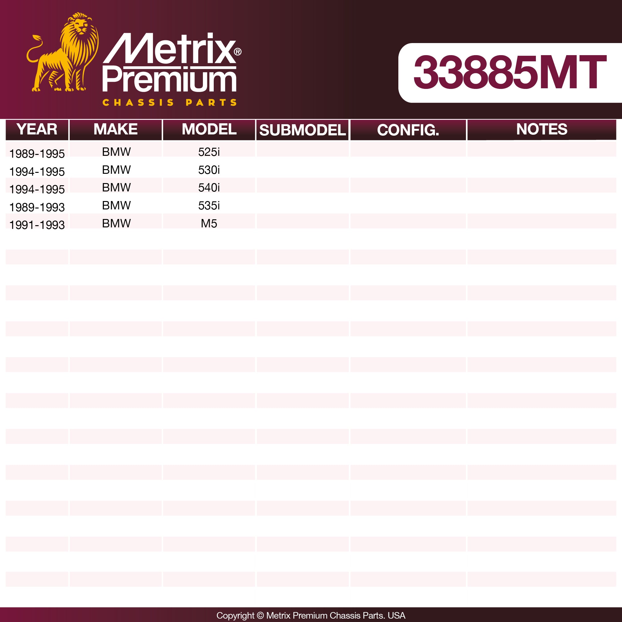 Metrix Premium Chassis Parts Center Link 33885MT OEM fit auto parts