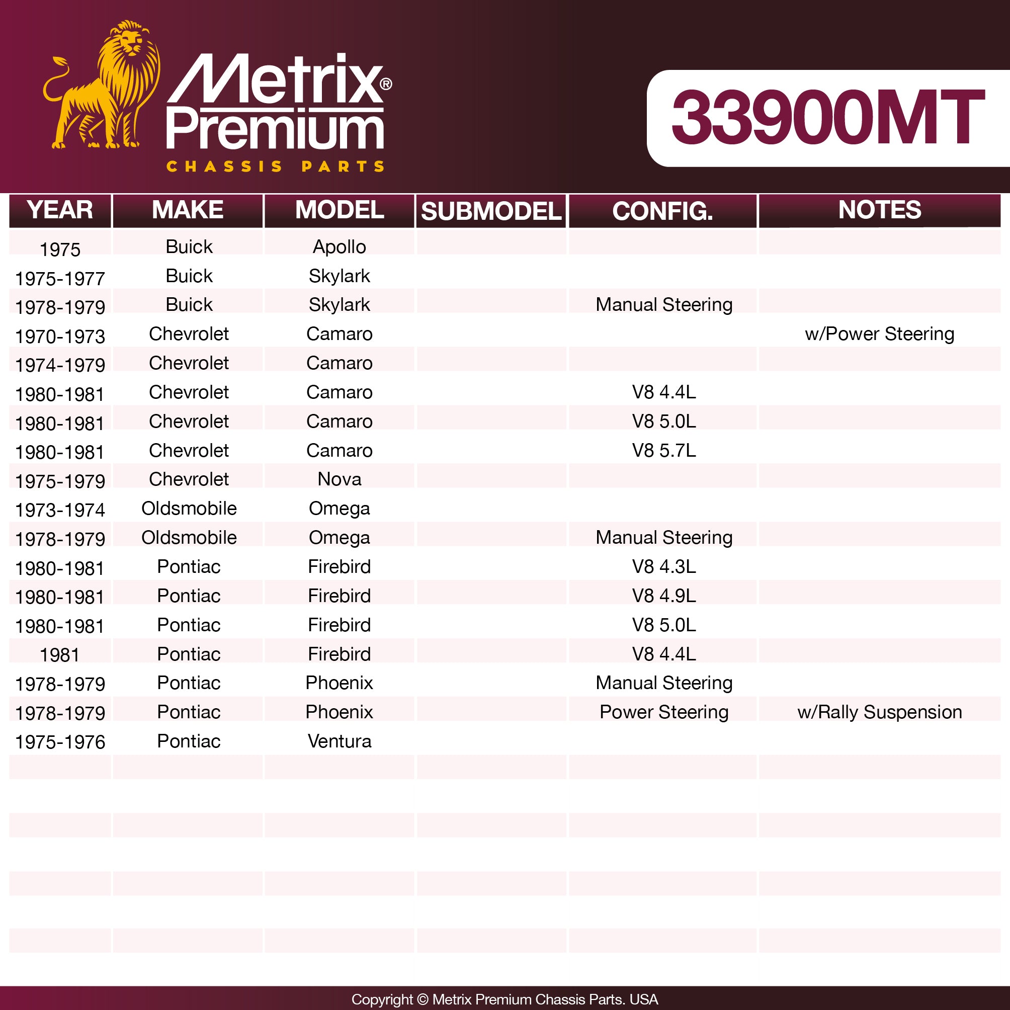 Metrix Premium Center Link 33900MT OEM fit spare parts