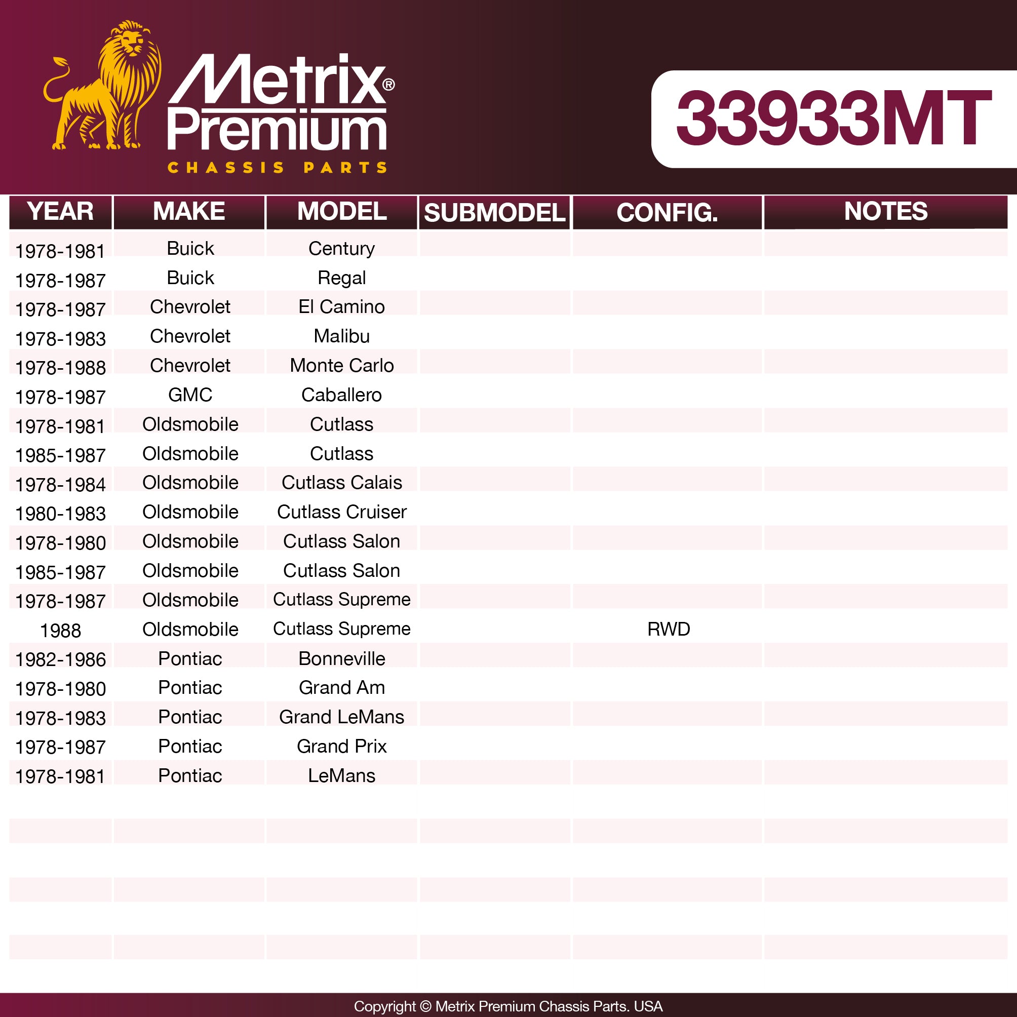 Metrix Premium Chassis Parts Center Link 33933MT aftermarket car parts