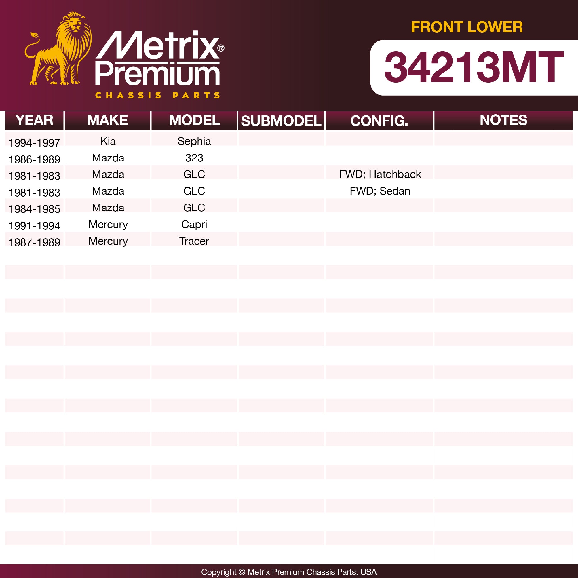 Metrix Premium Chassis Parts Front Lower Ball Joint 34213MT aftermarket car parts