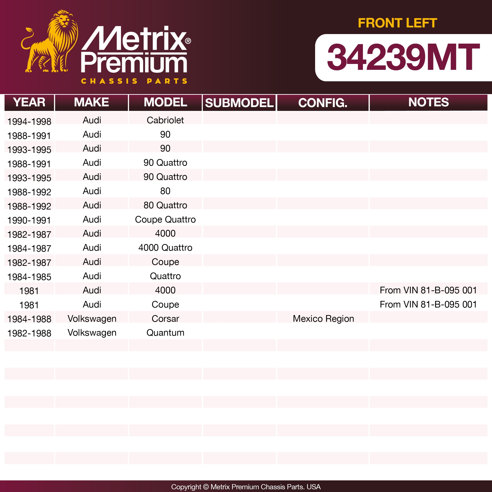 Metrix Premium Chassis Parts Front Left Drag Link 34239MT OEM fit auto parts