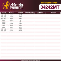 Metrix Premium Chassis Parts Front Left Lower Control Arm and Ball Joint Assembly 34242MT aftermarket car parts