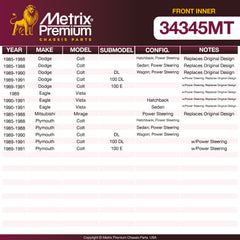 Metrix Premium Chassis Parts Front Inner Tie Rod End 34345MT aftermarket car parts